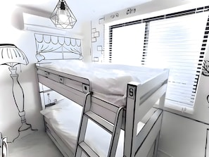 Clean triple bunk beds