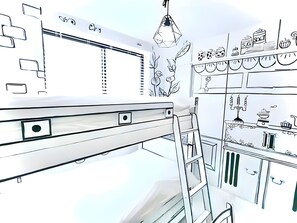 Clean triple bunk beds