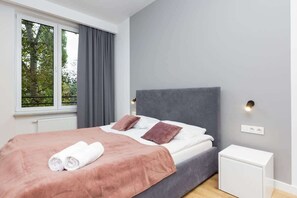 Cozy bedroom in the apartment. 