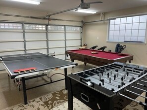 Game Room with Full-size Billiards, Ping Pong, and Foosball