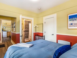 Queen bed with 3/4 bath. 

Secure door to Unit #3 for larger adult group rentals. 

++Adults Only++
