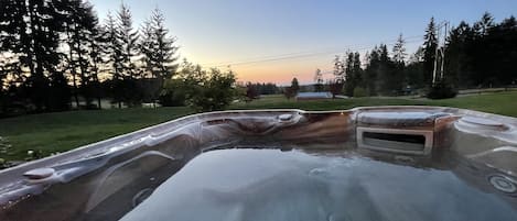 Hot Tub w/ view of Victoria and Strait (shared w/ residents, other guests). 