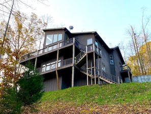 View from the boat dock. Windows and decks allow for great lake views