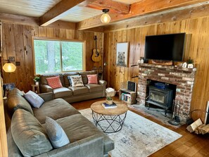 Living space with cozy wood burning stove