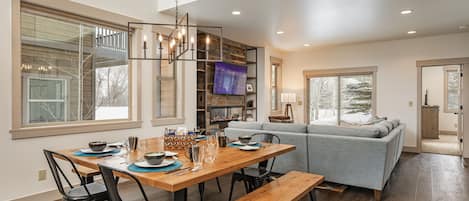 Dining area and view into living room