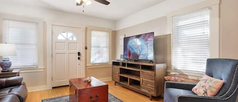 Living Room with large smart TV