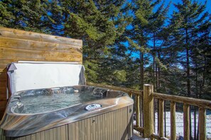 The hot tub on the balcony.