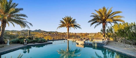 Incredible views and privacy are yours in this luxury executive retreat. 4 Peaks, McDowell Mountains, Red Rock , and even the famous Fountain of Fountain Hills can be seen from our home.