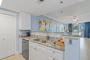 Newly updated kitchen with quartzite countertops