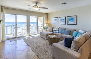 Amazing living room view from a sectional to fit the whole family!