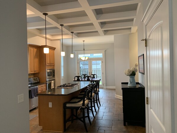 Large fully stocked kitchen with large pantry