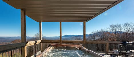 what a view while soaking in the large hot tub