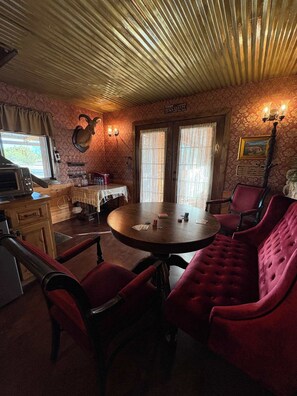 Dining area has comfortable seating. 
