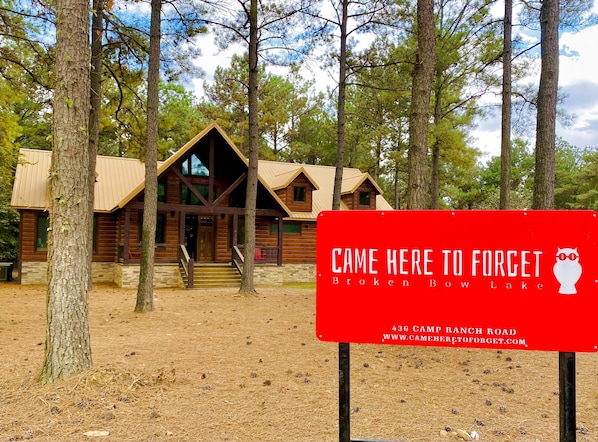What to look for when driving up - the red sign should be easily spotted.