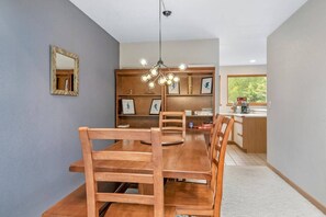 Dining room- Table easily sits 6.  Perfect for meals and game night!