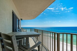 Spacious balcony with a Gulf view
