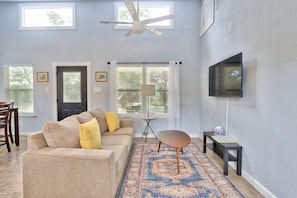 Living room area with a flat screen television