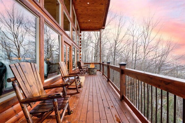 Beautiful views from the porch by the cozy fire pit