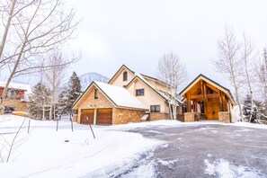 Exterior from driveway in the winter.
