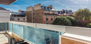 Balcony overlooking a courtyard
