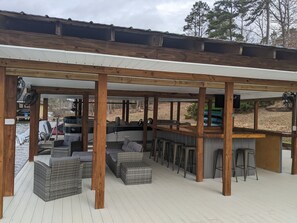 View of new bar and covered seating area