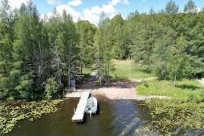 Ariel view of the property from the lake. (New dock not pictured here)