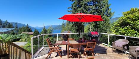 Amazing ocean view deck with dining and BBQ