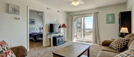 Unwind in our 2BR condo, just steps away from the beach access, and enjoy breathtaking ocean views right from our living room!