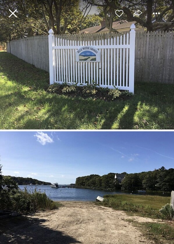 Blue Water Shores private beach and inlet to swim, kayak, and paddle board.  