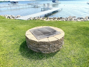 Fire pit next to water