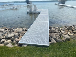 Private dock, steps into water