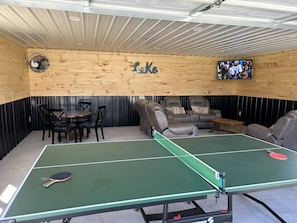 Coming summer 2024 
Game room 24’x24’ 
🏓, sitting area for cards, 50 inch TV.