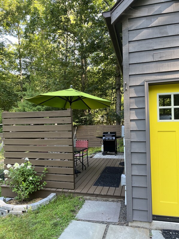 cozy, private patio with grill