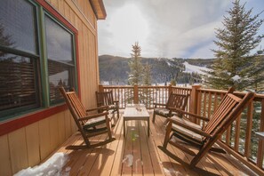 Private deck with ski mountain views