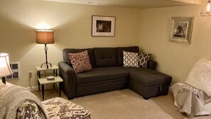 Couch expands to a double bed.