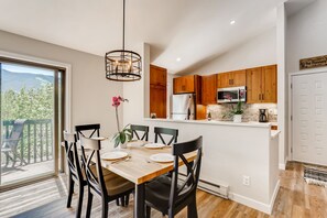 Open dining area with spacious seating for 6 or 8