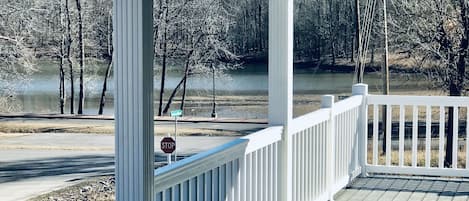 Large covered porch and sun deck