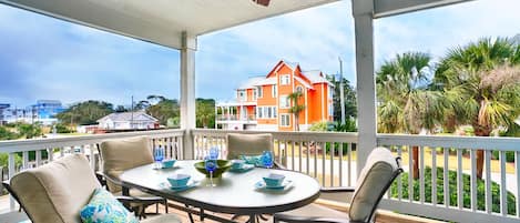 Main floor outdoor table for relaxing and enjoying the salt air