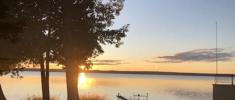 Sunset view from lakeside patio