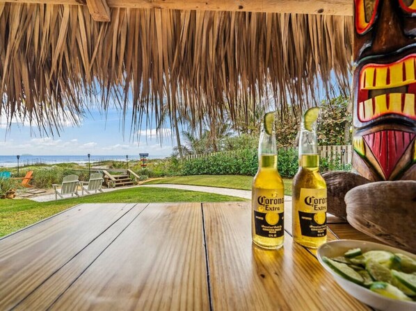 View of backyard from Tiki