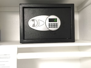 Hotel Style safe that lets you create your own private code.