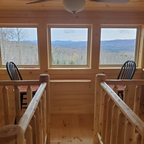 View from bed, walkway to observatory. Mountains to 90 miles.