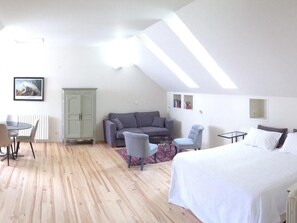 The Loft Apartment - upper floor - open plan living and sleeping area