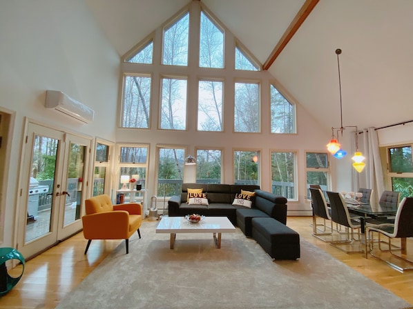 Beautiful high ceiling spacious large window living room