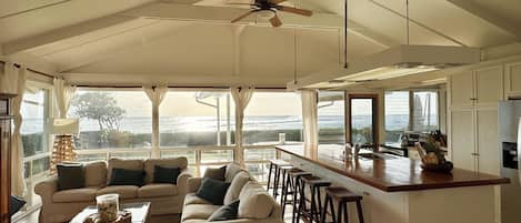 Ocean View Family Room and Kitchen