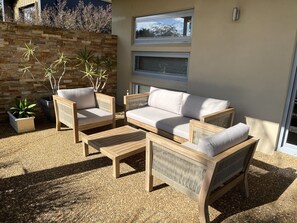 Outdoor front now with lounge area