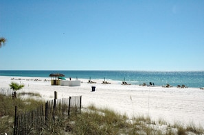The beach at Sunbird! Sugar white sand and emerald green waters!