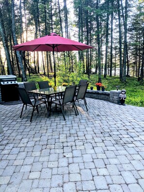 Ample patio space and the outdoor grill makes for a lovely experience