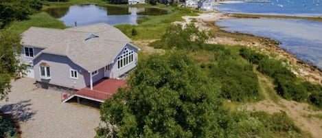 Beautiful contemporary home with ocean and salt pond views. 