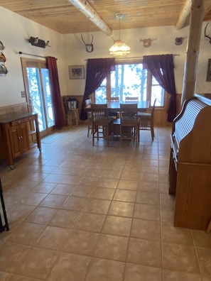 Long entryway with antique desk 